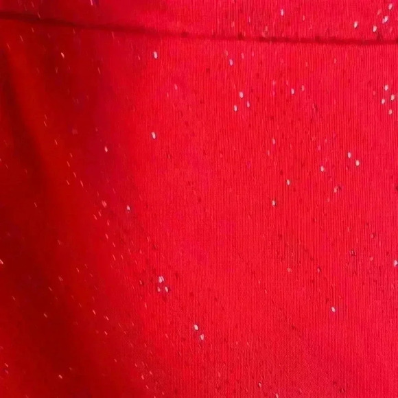 Open Shoulder Red Shimmer Asymmetrical Dressy Blouse (Size XL) - Picture 9 of 11